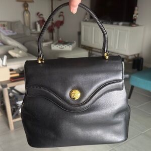Givenchy Black Leather Handbag with Gold Accents EUC